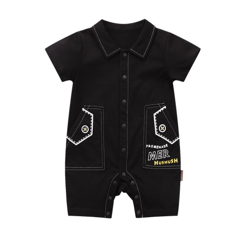 LABI BABY拉比夏季新生儿哈衣爬服帅气翻领短袖衣连体衣薄LUBC101676