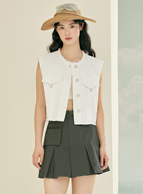 pit  2024夏装女士休闲时尚质感圆领短款马夹103E420180