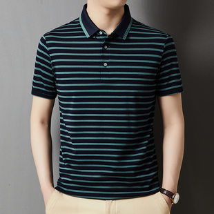 男士 MEN POEM曼茨帛24夏新款 M24S1001 条纹T恤POLO