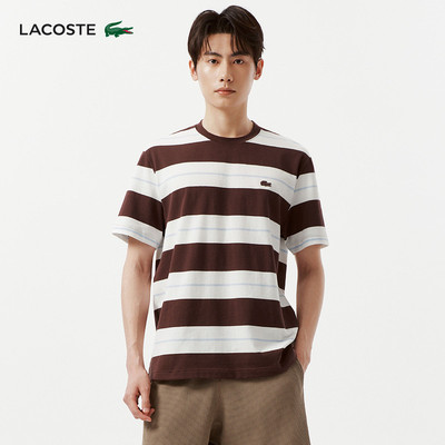 LACOSTE法国鳄鱼男装26春季新款时尚条纹印花短袖圆领T恤|TH0909