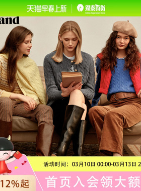 Eland衣恋休闲裤女灯芯绒简约通勤直筒裤2025秋季EETCF4TE01