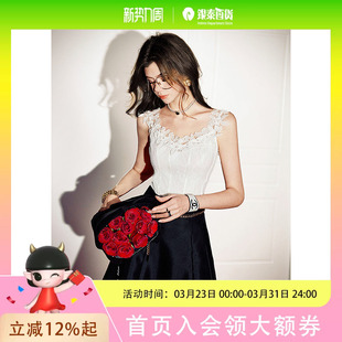 CHICHY千金风白色独特蕾丝吊带背心设计感内搭鱼骨上衣CC1A005251