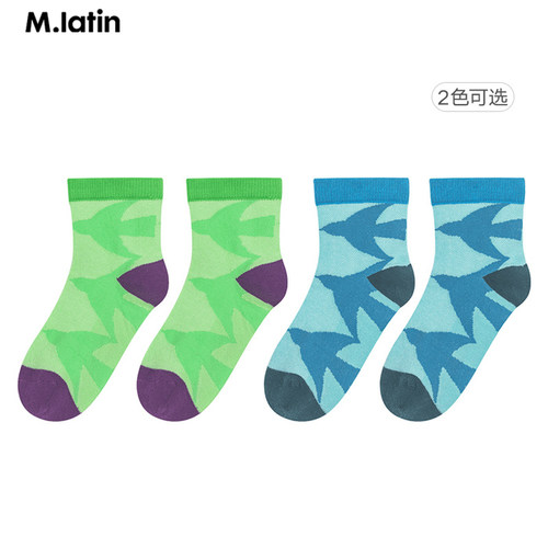 马拉丁童装男女大童袜子 儿童精梳棉舒适印花短袜棉袜