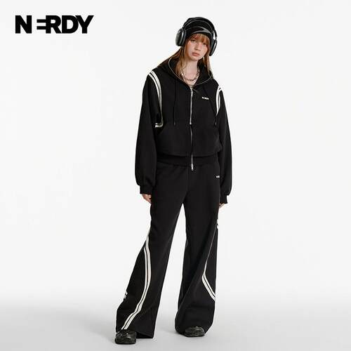 NERDY撞色拼接阔腿卫裤PNEQ23SP01