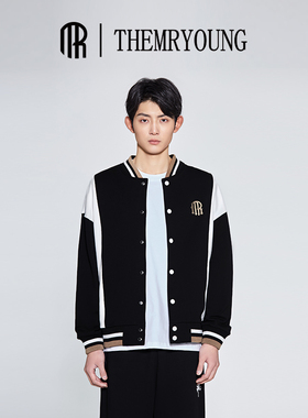 THEMRYOUNG密特扬学院风棒球服外套2024新款撞⾊拼接夹克男女24MY1MTM049