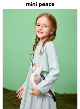 【时尚系列】minipeace太平鸟童装春女童针织老花连衣裙