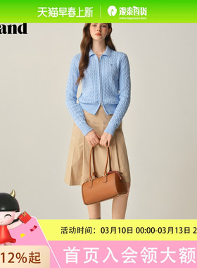 Eland衣恋 针织衫女拉链开衫休闲毛衣