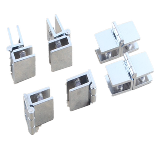 玻璃门合页不锈钢玻璃柜门铰链免开孔玻璃夹玻璃展示柜铰链玻璃夹