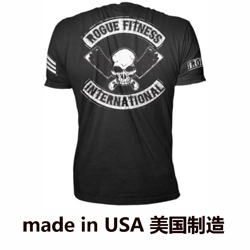 rogue美国健身运动休闲短袖t恤速干排汗透气舒适撸铁力量举黑圆领