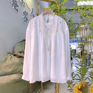 女装 衫 2026新款 纱料亮钻长袖 胖mm宽松遮肉显瘦上衣 欧货时尚 加大码