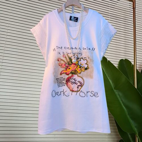 清新减龄印花T恤女夏季蕾