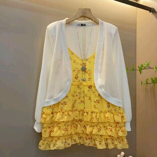 防晒开衫 甜美碎花多层吊带衫 外搭套装 胖妹妹大码 2026春季 女装 新款