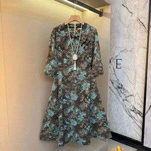 2026夏季新款大码女装时尚气质设计感国风斜襟盘扣百搭显瘦连衣裙