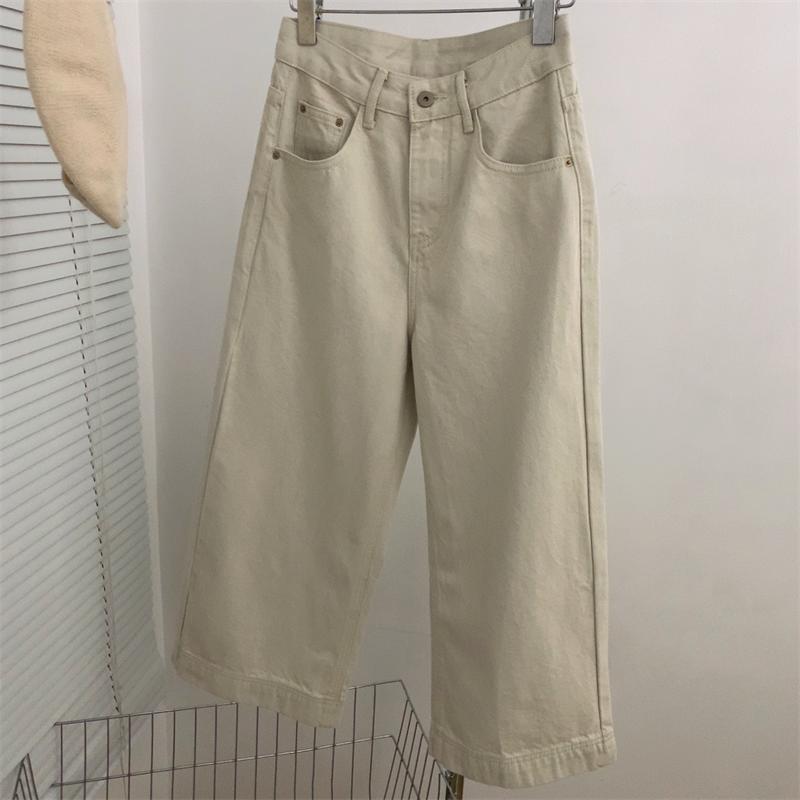 加绒东大门高腰直筒牛仔裤八分裤