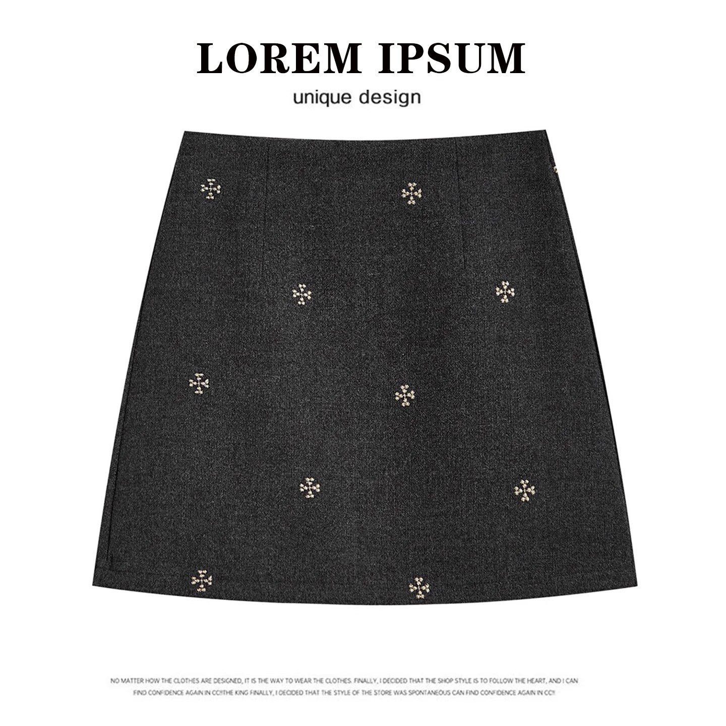 复古刺绣毛呢半身裙女秋冬2026春秋新款高腰防走光a字包臀短裙子