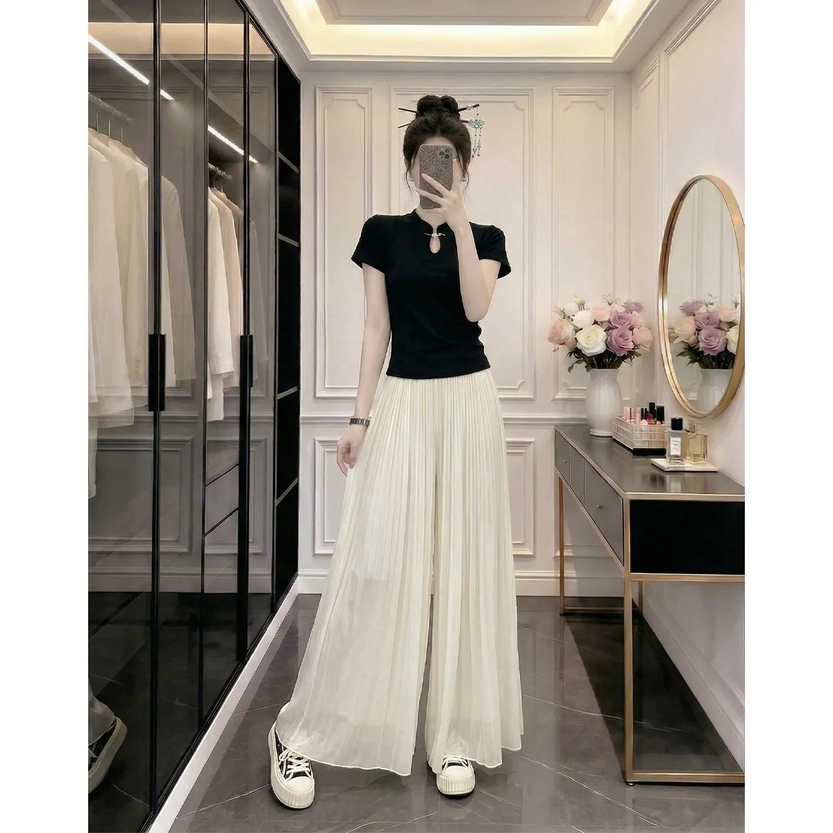 2026夏季新款森系清新新中式套装气质简约通勤森女修身两件套女装