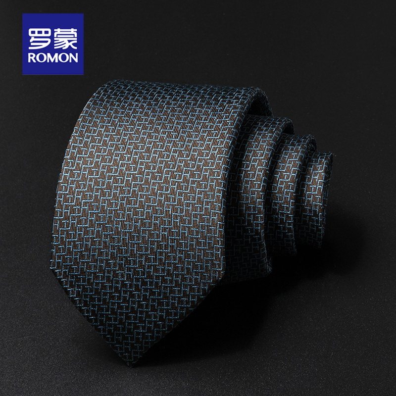 罗蒙新款真丝领带男正装职场商务领带手打桑蚕丝领带8cm山岚绿色