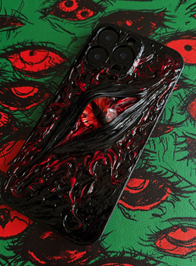 适用iPhone17promax重口16p手机壳暗黑哥特15pro手工14全包13立体