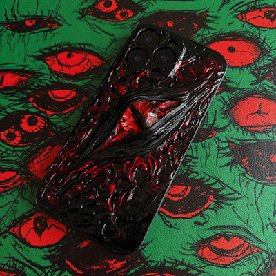 暗黑哥特夜光眼睛手机壳可定制