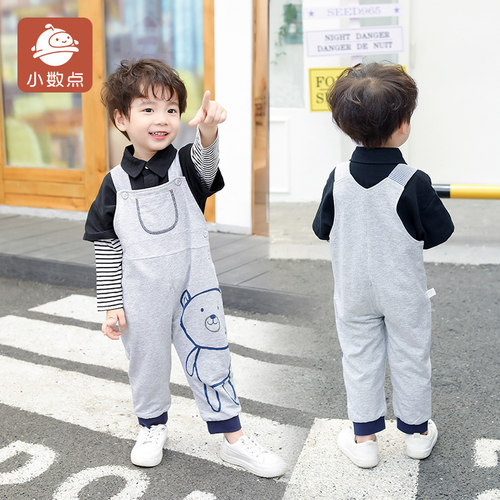 小数点双层春款儿童背带裤