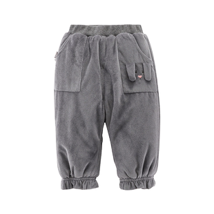 小数点童装 女童秋冬灯芯绒夹棉女裤1-2岁 宝宝束脚保暖冬裤中厚