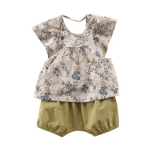 小数点女童夏季套装女宝宝无袖背心套短袖短裤女孩2件套73-100码