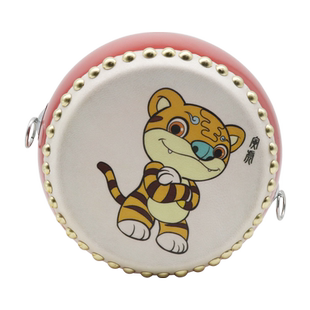 幼儿园打击乐器羊皮堂鼓5寸生肖牛皮鼓儿童鼓小鼓6寸腰鼓铜鼓