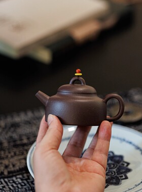 11.6出窑1只-90C老紫泥百纳 全手工宜兴原矿紫砂小品壶