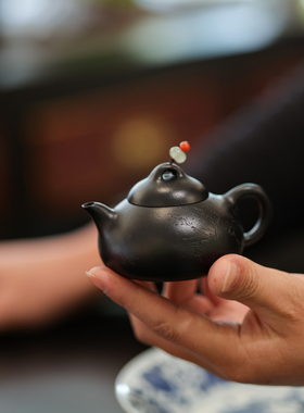 3.11出窑1只-85cc云鼓全手工紫泥宜兴原矿小品紫砂壶