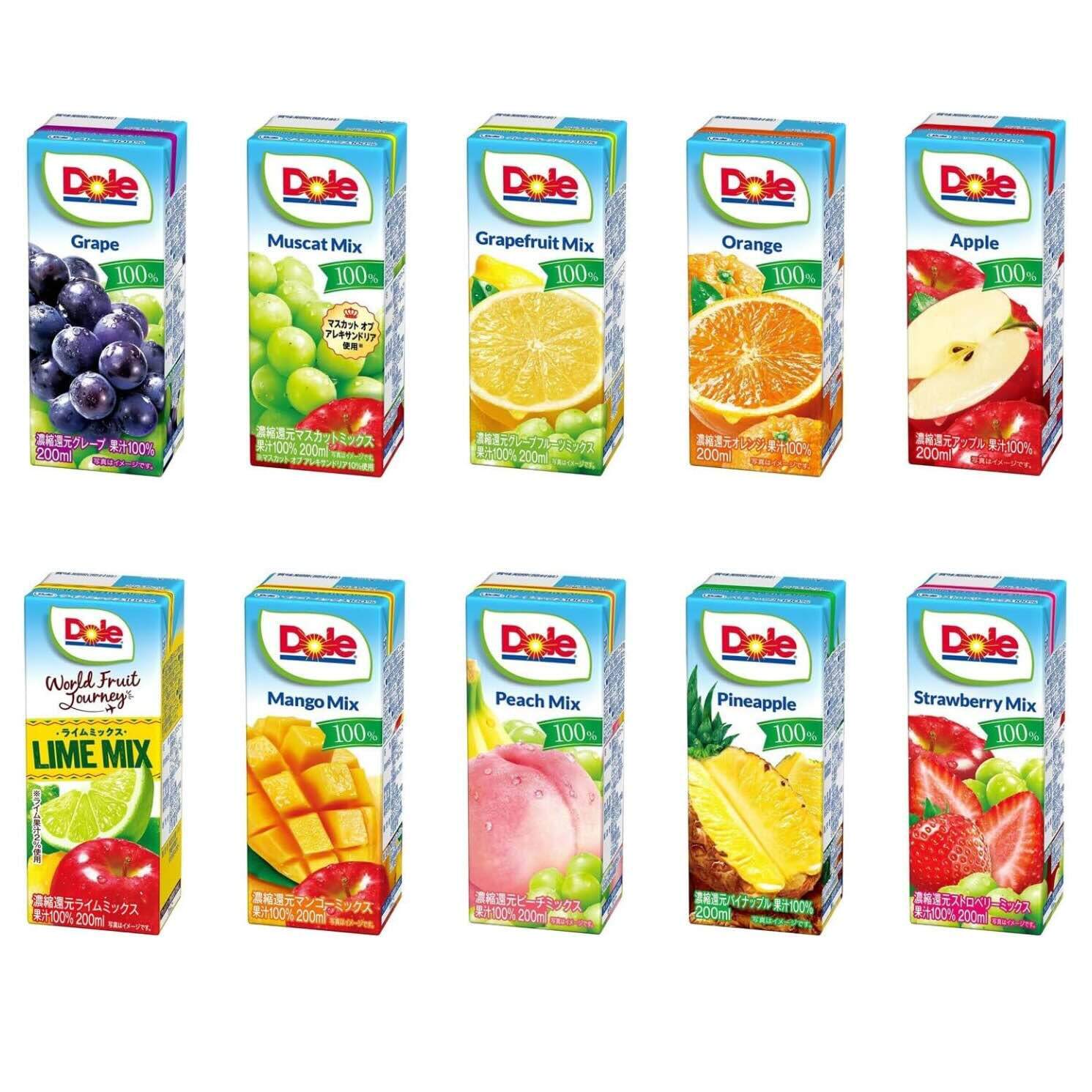 日本直邮Dole浓缩果汁苹果葡萄菠萝芒果桃子味儿童饮料瓶装200ml