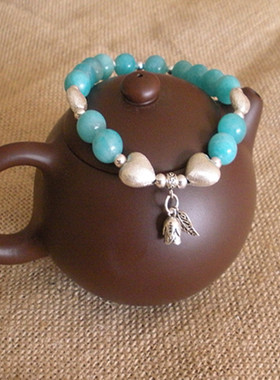 亚马逊天河石心心相印玫瑰银手链