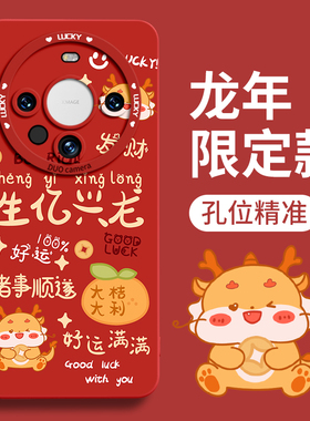 龙年文案适用华为mate60pro手机壳新款mt60硅胶mate40龙年限定套mete30男mate50pro女por本命年r2024+e红色20