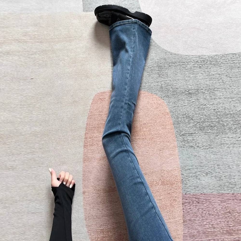 175高个子加长裤子180超长微喇牛仔裤女高腰显瘦马蹄喇叭裤子秋冬