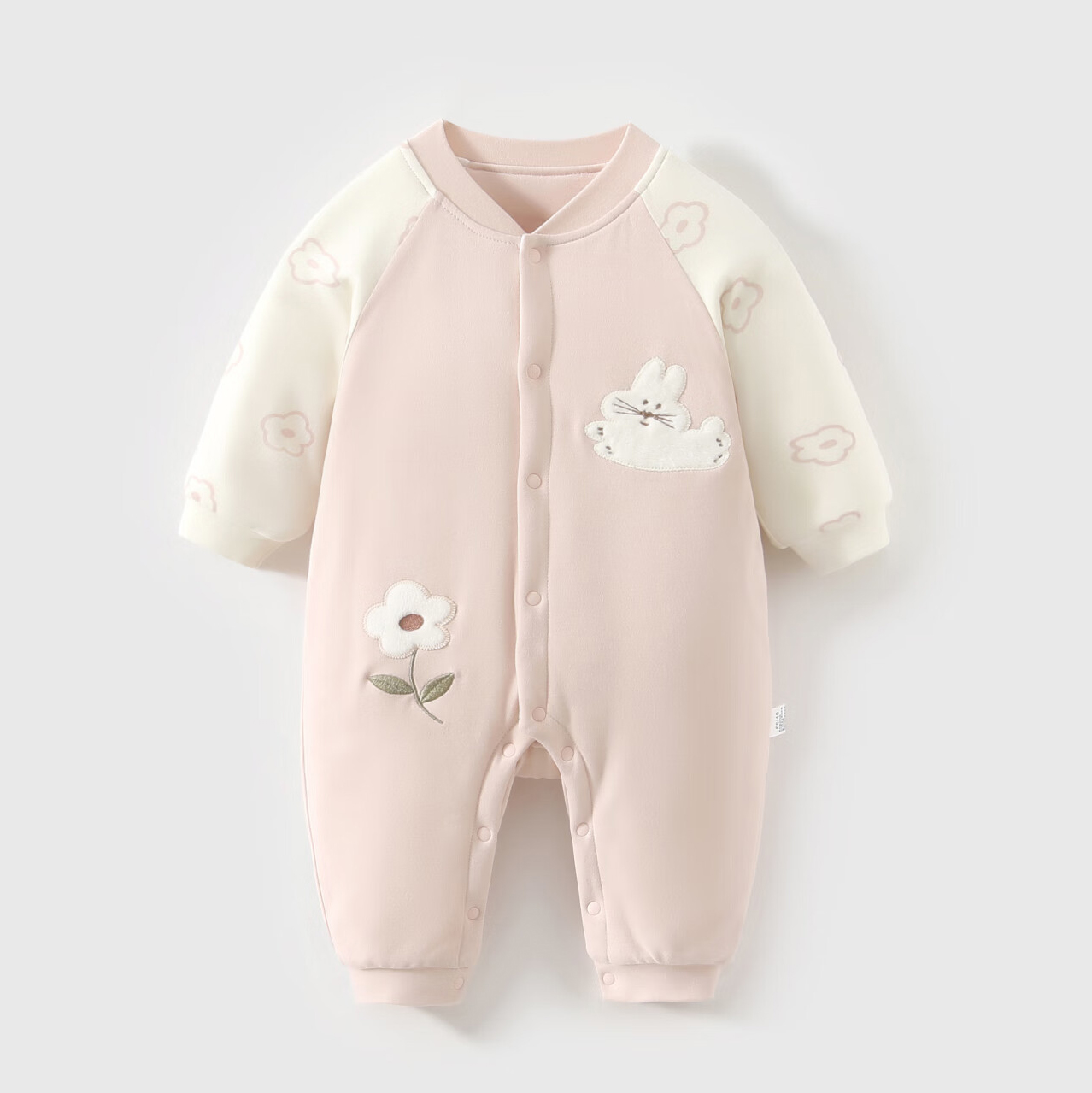 婴儿连体衣a类纯棉夹棉秋冬季女宝宝衣服哈衣薄棉新生儿外出服40g