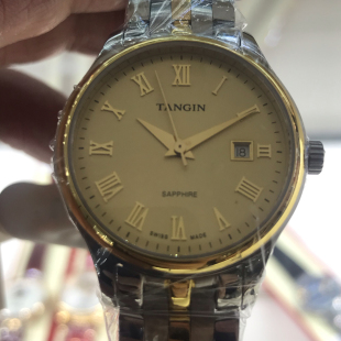 瑞士天珺表罗马刻度石英表钢带女表金色7009防水送女朋友礼物