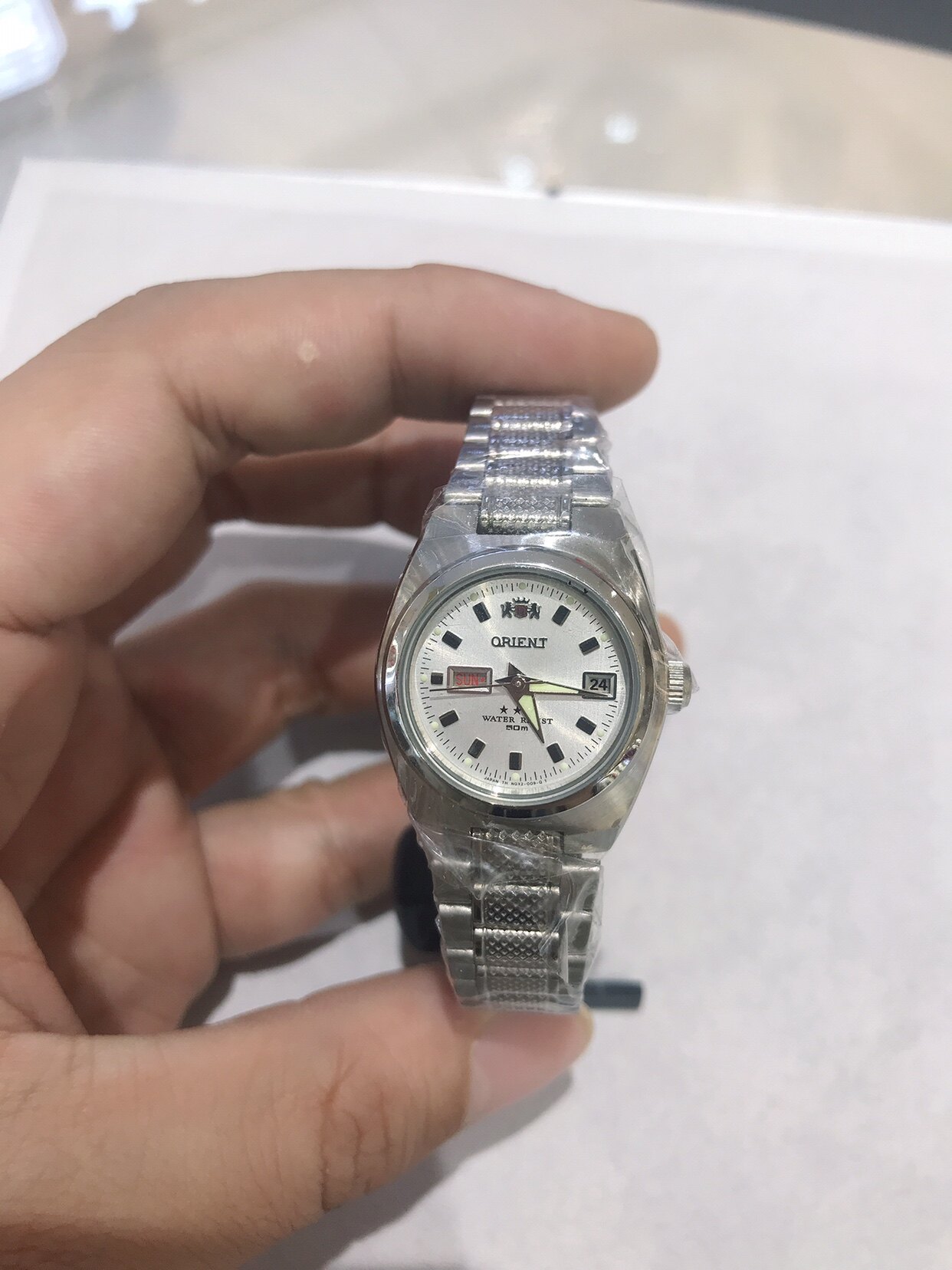 双狮表女表自动复古日本机械防水白色送礼物收藏snq1t002wp