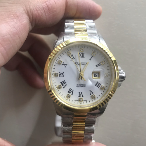瑞士天骏女表金色全自动机械表T8003GYY防水透底钢带实心礼物送人