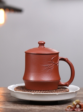 一心玉壶高端收藏级紫砂杯 名师纯手工带盖泡茶杯 馨德杯350cc