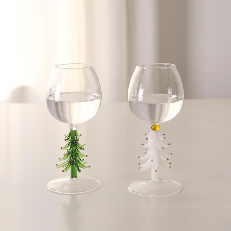 ins氛围感礼物圣诞树高脚耐高温玻璃红酒葡萄酒气泡甜酒杯香槟杯