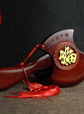 正宗桃木斧子挂件结婚坐福摆件乔迁带底座搬家镇宅客厅斧头工艺品