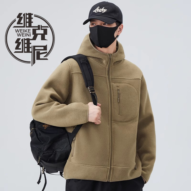 摇粒绒夹克外套男士2025秋冬新款美式潮牌复古休闲加厚双面绒棉衣