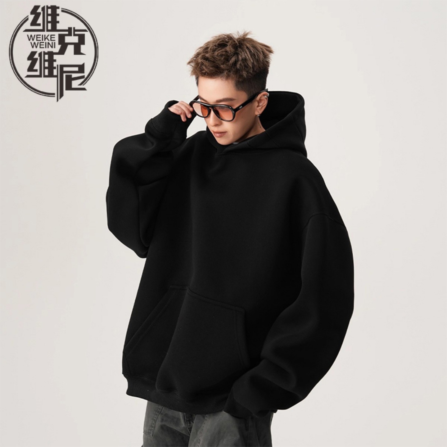 美式重磅卫衣男士2025年秋冬新款潮牌宽松休闲帅气上衣加厚连帽衫