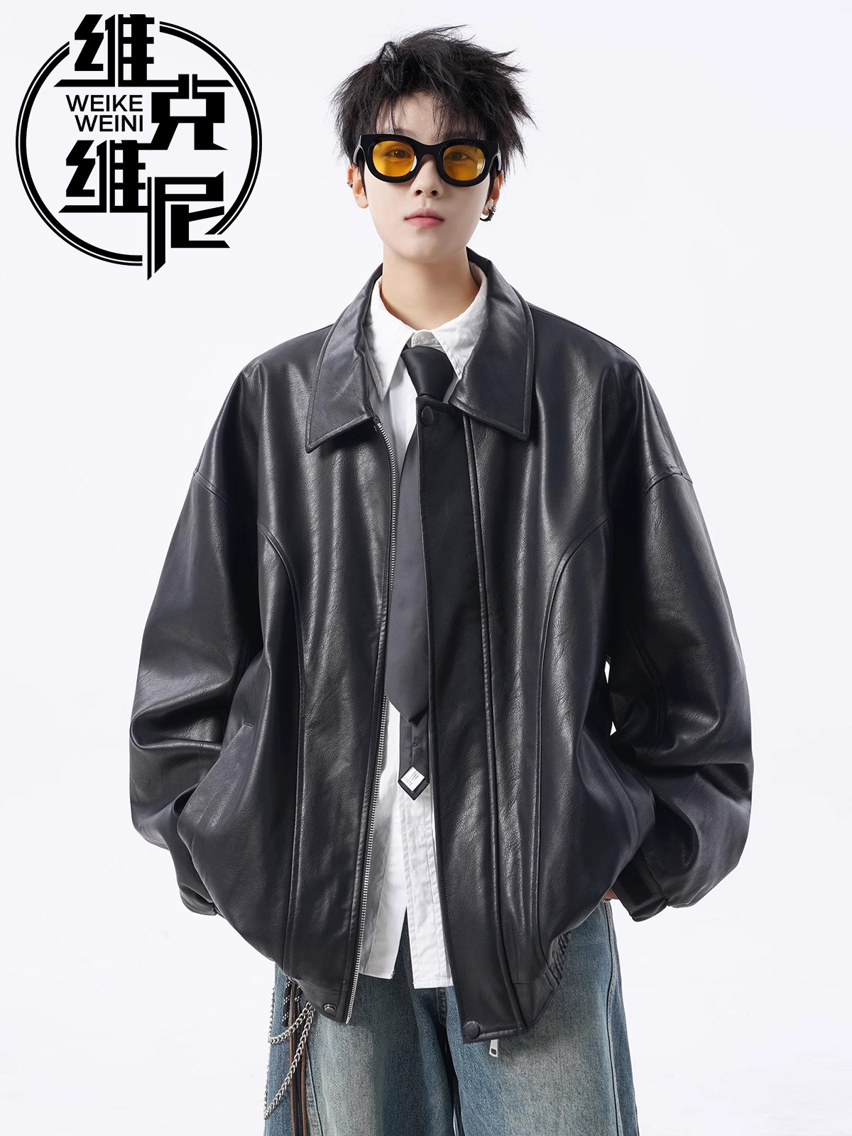 美式皮衣外套男士2025秋冬新款潮牌潮流痞帅宽松高级感休闲皮夹克