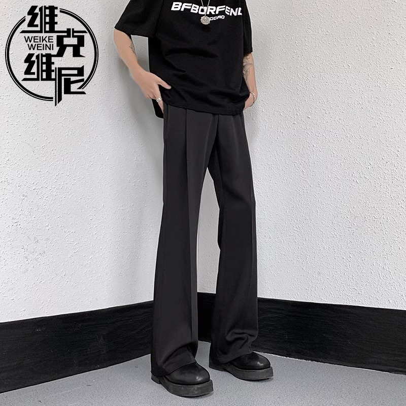 冰丝微喇叭西装裤男2025夏季新款韩版潮流宽松直筒垂感西装休闲裤