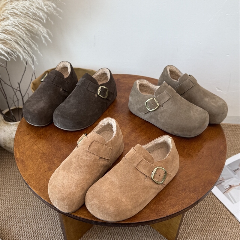 内增高真牛皮毛毛勃肯全包单鞋