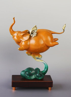 家居新中式铜飞象工艺品摆件