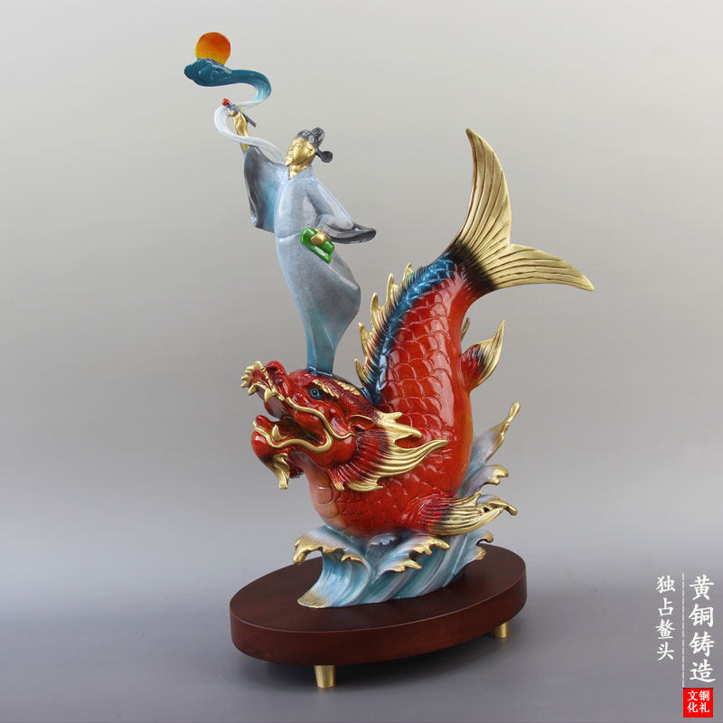 独占鳌鱼铜摆件鳌头办公室装饰