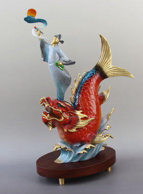 独占鳌鱼铜摆件鳌头办公室装饰