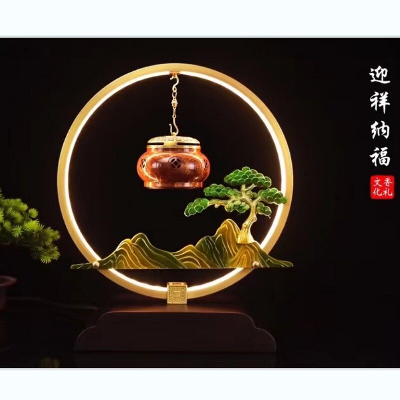 室内纯铜音乐迎客松禅意风工艺品