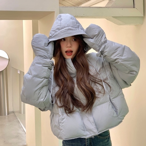 OneSession 奶fufu蓝色短款羽绒服女2023新款设计感90白鸭绒外套